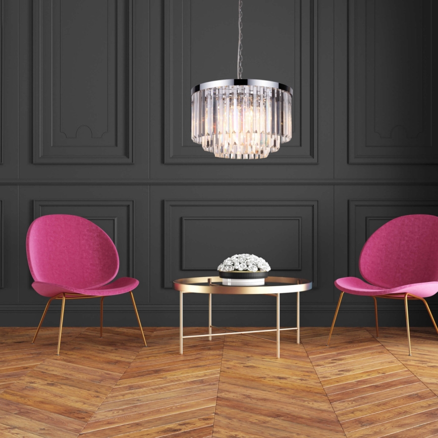 VETRO kroonluchter aan ketting 5xE14/60W/230V glanzend chroom