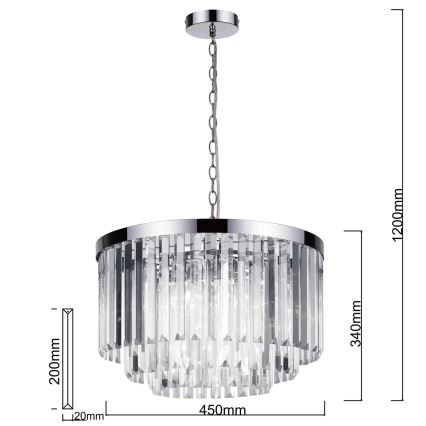VETRO kroonluchter aan ketting 5xE14/60W/230V glanzend chroom