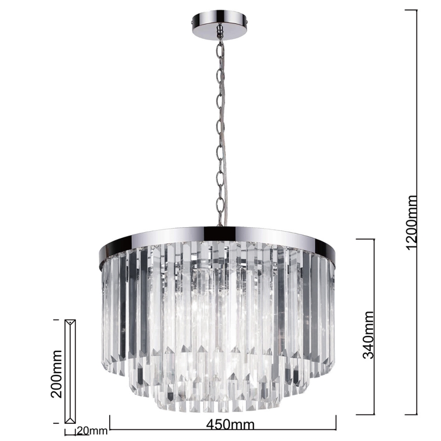 VETRO kroonluchter aan ketting 5xE14/60W/230V glanzend chroom