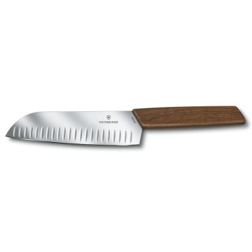 Victorinox - Couteau santoku de cuisine SWISS MODERN 17 cm, manche en noyer