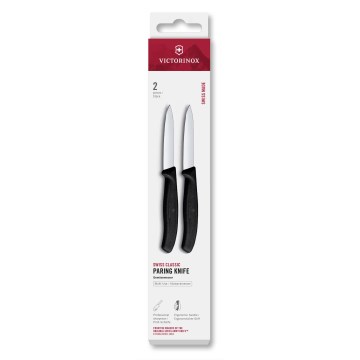 Victorinox - Ensemble de 2 couteaux à légumes SWISS CLASSIC, lame de 8 cm, manches noirs