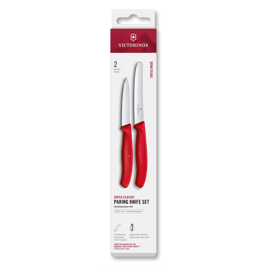 Victorinox - Ensemble de 2 couteaux à légumes SWISS CLASSIC, rouge