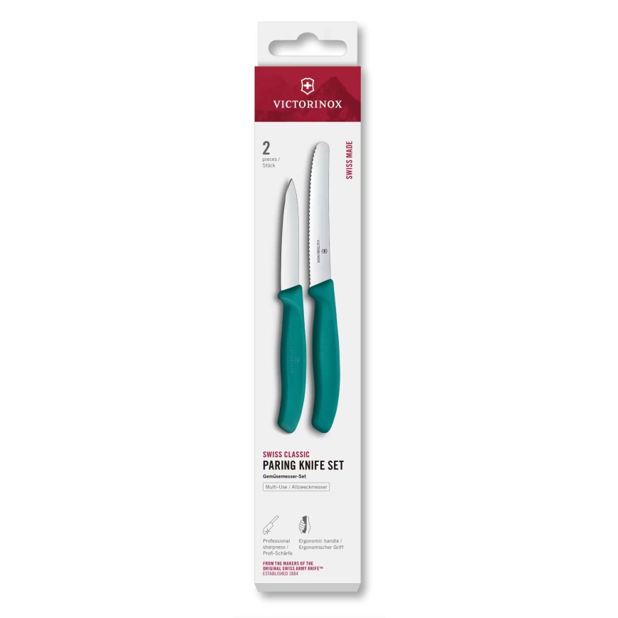 Victorinox - Ensemble de 2 couteaux à légumes SWISS CLASSIC, turquoise