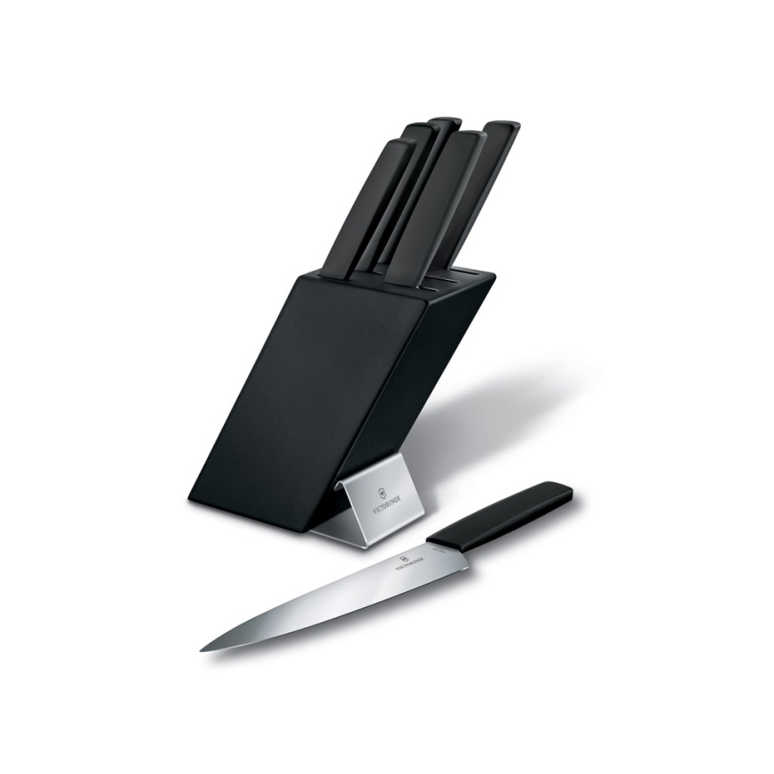 Victorinox - Ensemble de 7 couteaux de cuisine SWISS MODERN avec bloc, hêtre/noir