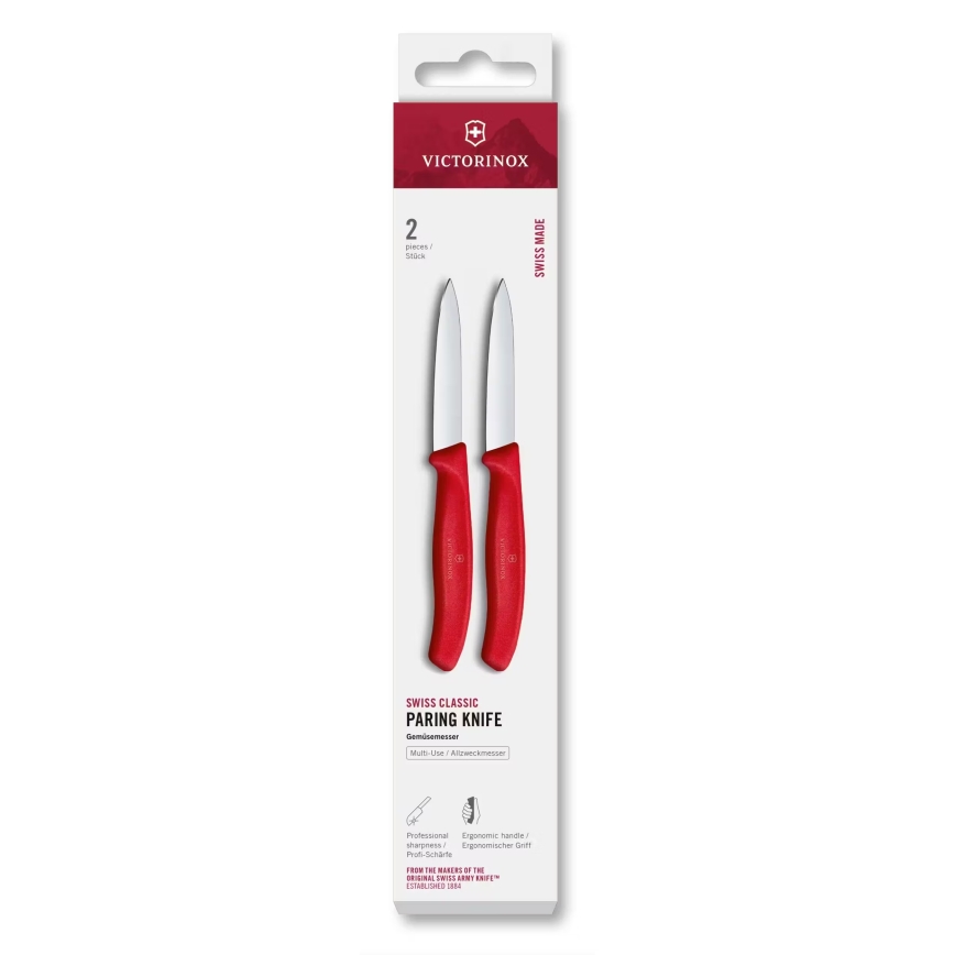 Victorinox - Lot de 2 couteaux à légumes SWISS CLASSIC, lame 8 cm, rouge
