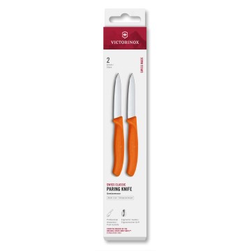 Victorinox - Lot de 2 couteaux pour légumes SWISS CLASSIC, lames de 8 cm, orange