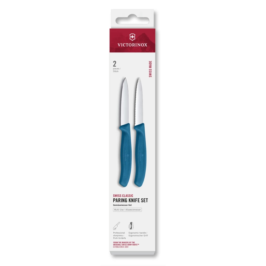Victorinox - Set van 2 groentemesjes SWISS CLASSIC, 8 cm, blauw