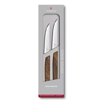 Victorinox - Set van 2 steakmessen SWISS MODERN, 12 cm, notenhout