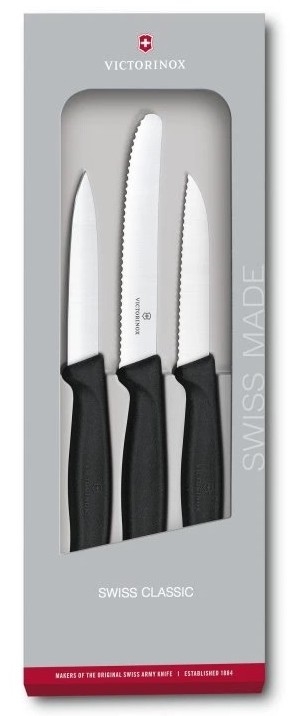 Victorinox - Set van 3 zwarte keukenmessen voor groenten