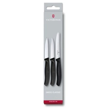 Victorinox - Set van 3 zwarte keukenmessen voor groenten