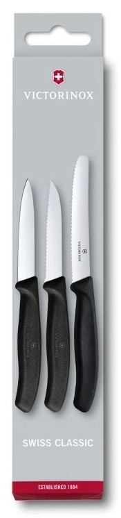 Victorinox - Set van 3 zwarte keukenmessen voor groenten