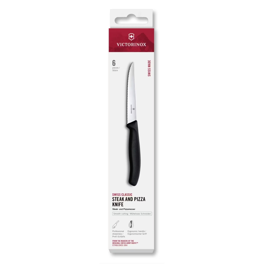 Victorinox - Set van 6 steakmessen SWISS CLASSIC, 11 cm, zwart