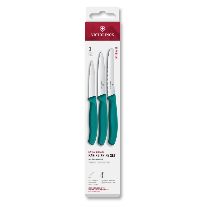 Victorinox - SWISS CLASSIC groentemessenset, 3 stuks, turkoois