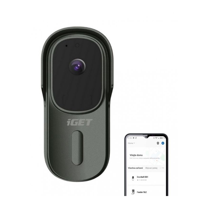 Video deurbel met bewegingssensor Full HD 1080p 5200 mAh IP65 Wi-Fi antraciet