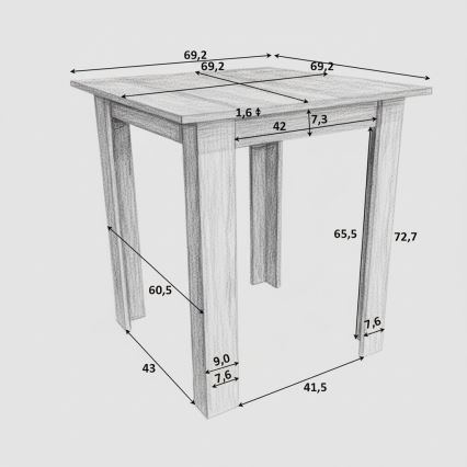 Vierkante eettafel LEVI eiken
