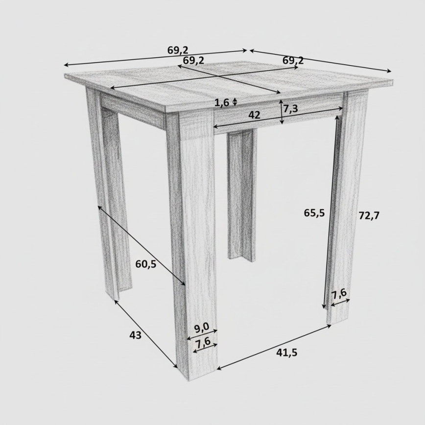 Vierkante eettafel LEVI Sonoma eik