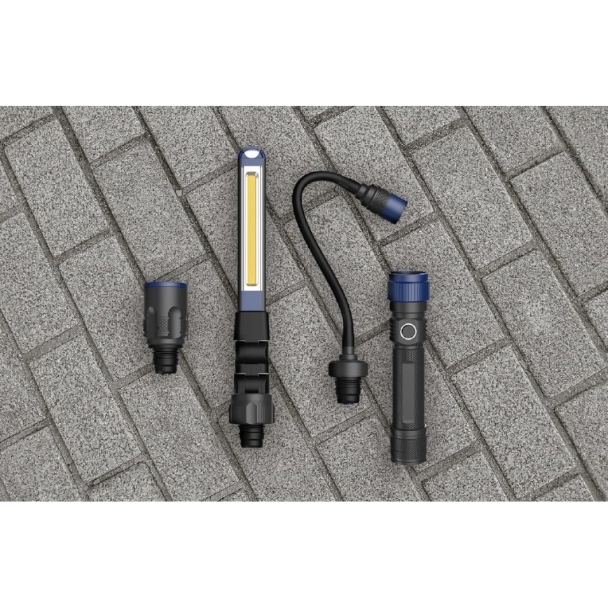 Viking - 3-in-1 oplaadbare LED-zaklamp 5V, IPX4, 380 lm, 2200 mAh