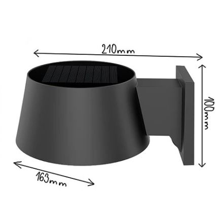 Viking - Applique murale solaire LED à intensité variable avec capteur LED/1W/3,7V IP44 4000K 2000 mAh