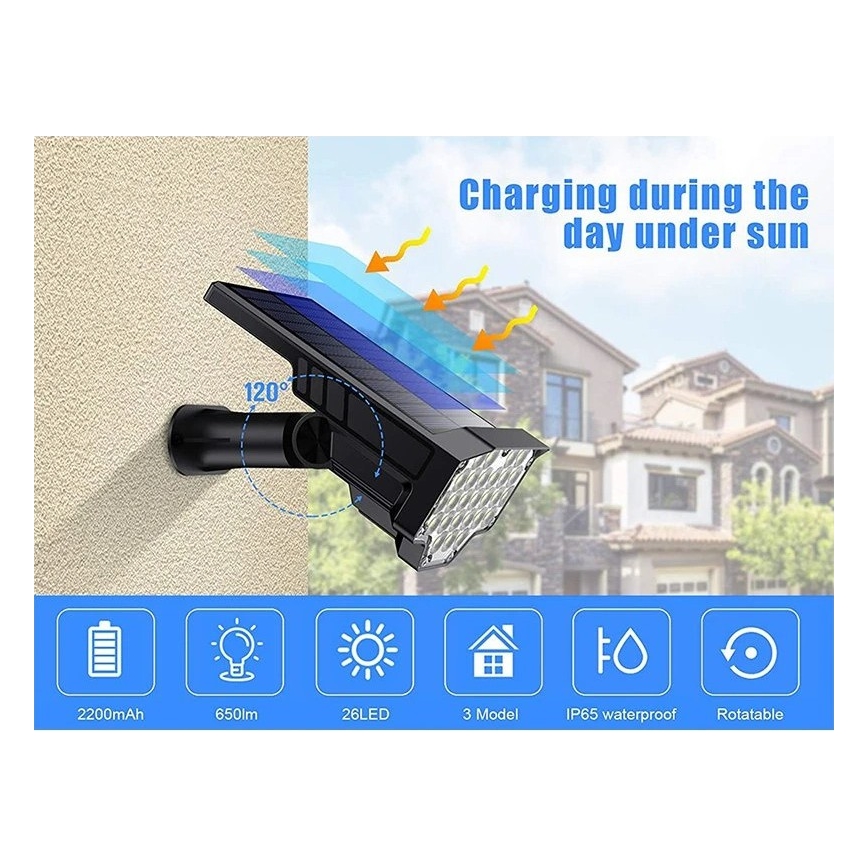 Viking - Lampe solaire LED/1W/3,7V IP65 6000K 2200 mAh