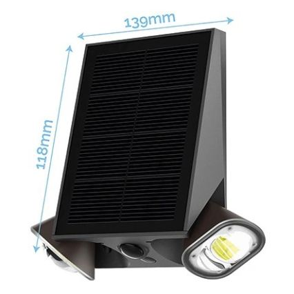 Viking - Dimbare flexibele LED-zonne-wandlamp met sensor, LED/1,3W/3,7V IP44 4000K 2000 mAh