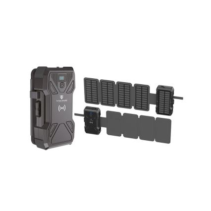 Viking - powerbank met LED-zaklamp, draadloos opladen en zonnepaneel, Power Delivery 22,5 W / 30000 mAh