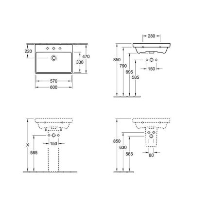 Villeroy & Boch 415860R1 - Lavabo suspendu AVENTO 60x47 cm céramique/blanc