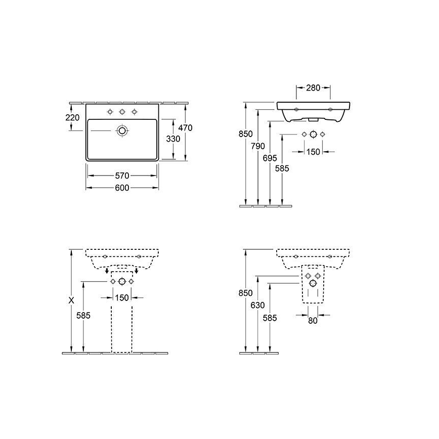 Villeroy & Boch 415860R1 - Lavabo suspendu AVENTO 60x47 cm céramique/blanc