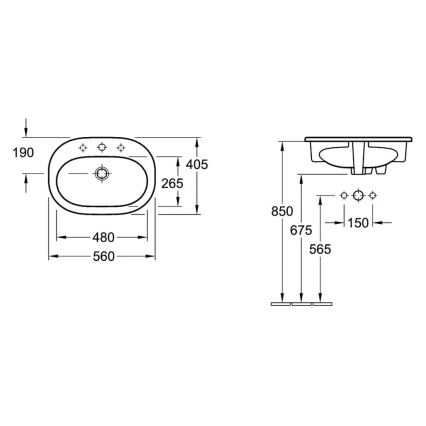 Villeroy & Boch 416156R1 - Lavabo encastré O.NOVO 56x41 cm céramique/blanc