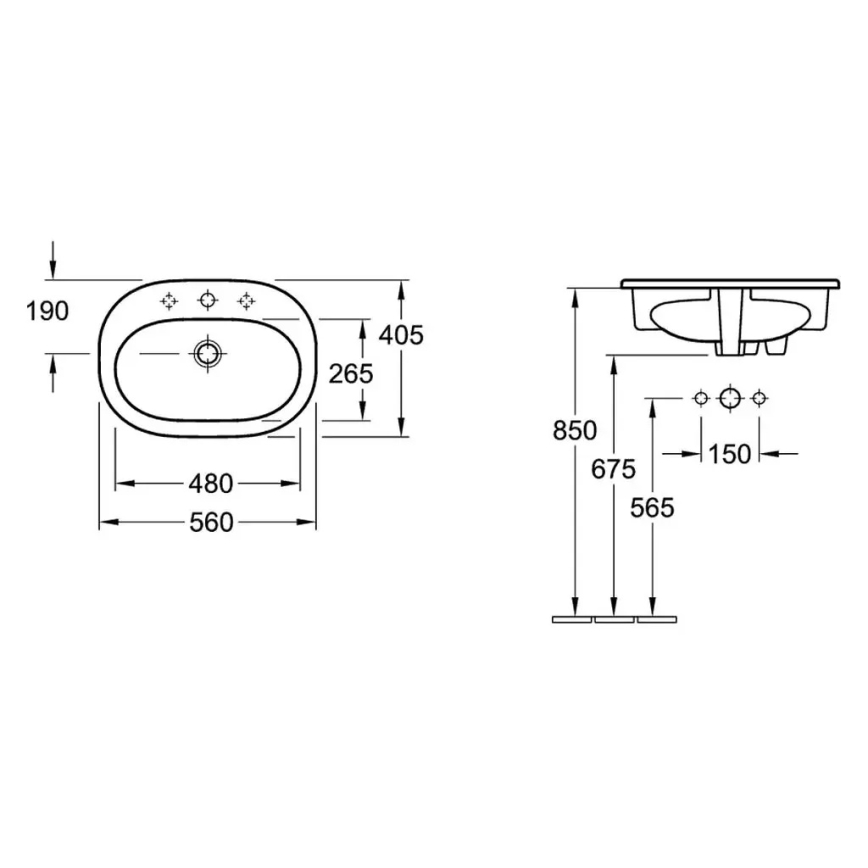 Villeroy & Boch 416156R1 - Lavabo encastré O.NOVO 56x41 cm céramique/blanc