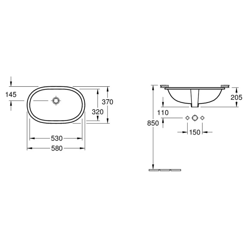 Villeroy & Boch 41625001 - Lavabo encastré O.NOVO 53x32 cm céramique/blanc