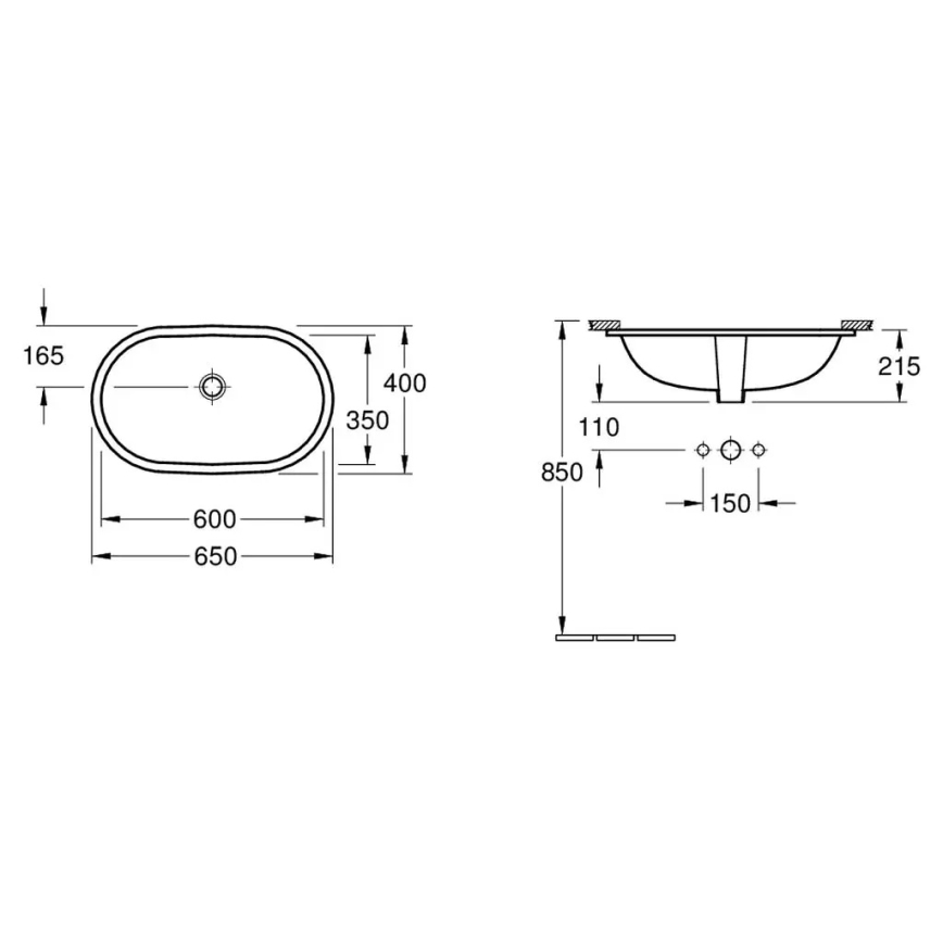 Villeroy & Boch 41626001 - Lavabo à encastrer O.NOVO 60x35 cm céramique/blanc