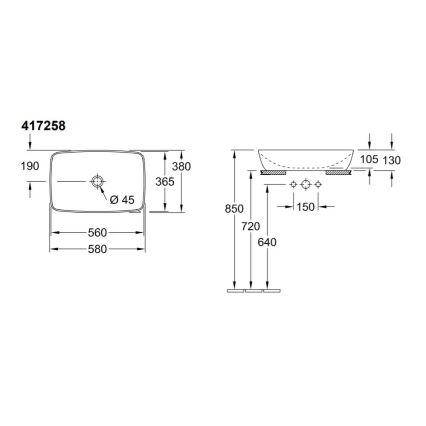 Villeroy & Boch 41725801 - Opzetwastafel ARTIS 58x38,5 cm keramiek/wit