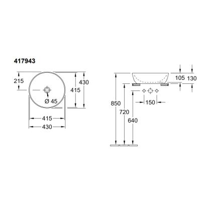 Villeroy & Boch 41794301 - Vasque à poser ARTIS Ø 43 cm céramique/blanc
