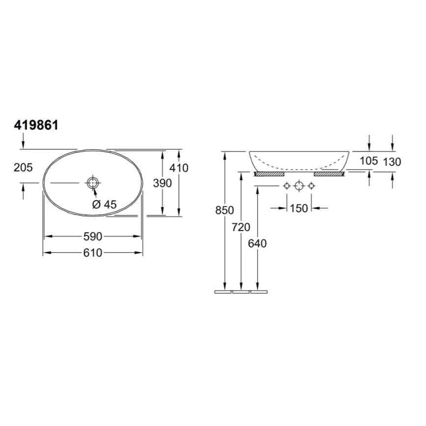 Villeroy & Boch 419861R1 - Opzetwastafel ARTIS 61x41 cm keramiek/wit