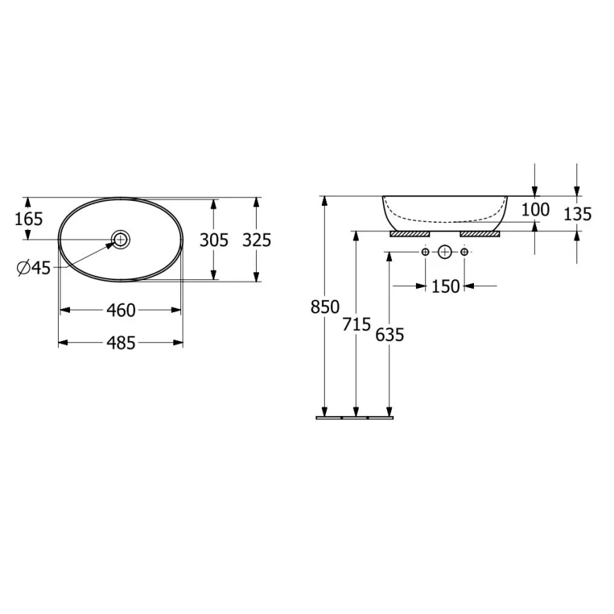 Villeroy & Boch 43884801 - Opzetwastafel ARTIS 48x32,5 cm keramiek/wit