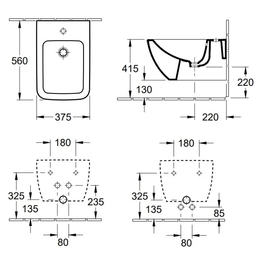 Villeroy & Boch 441100R1 - Wandbidet VENTICELLO keramiek/wit