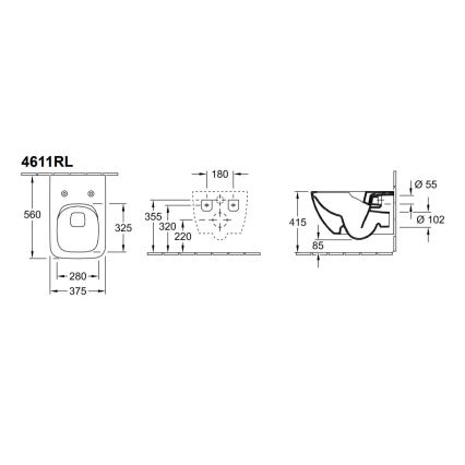 Villeroy & Boch 4611RLR1 - WC suspendu avec abattant SoftClose VENTICELLO céramique/blanc