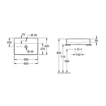 Villeroy & Boch 4A076001 - Vasque à poser MEMENTO 60x42 cm céramique/blanc
