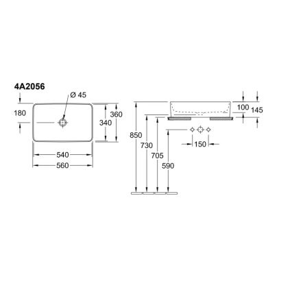 Villeroy & Boch 4A2056R1 - Opbouwwastafel COLLARO 56x36 cm keramiek/wit