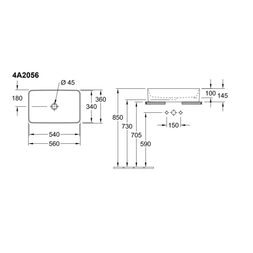 Villeroy & Boch 4A2056R1 - Vasque à poser COLLARO 56x36 cm céramique/blanc