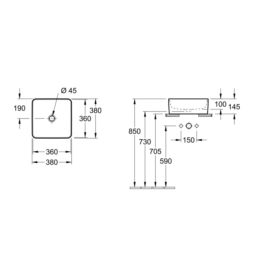 Villeroy & Boch 4A213801 - Vasque à poser COLLARO 38 x 38 cm céramique/blanc
