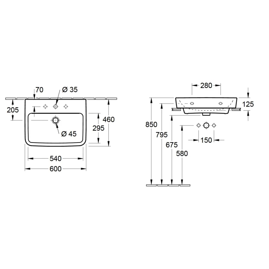 Villeroy & Boch 4A416G01 - Lavabo suspendu O.NOVO 60x46 cm céramique/blanc