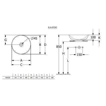 Villeroy & Boch 4A450001 - Lavabo à poser LOOP&FRIENDS Ø 38 cm céramique/blanc
