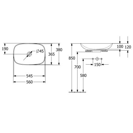 Villeroy & Boch 4A490001 - Opzetwastafel LOOP&FRIENDS 56x38 cm keramiek/wit