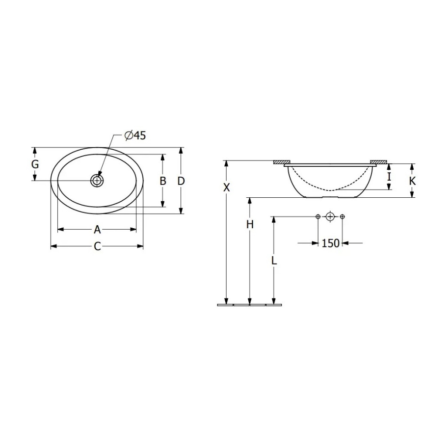 Villeroy & Boch 4A530001 - Lavabo à encastrer LOOP&FRIENDS 43x29 cm céramique/blanc