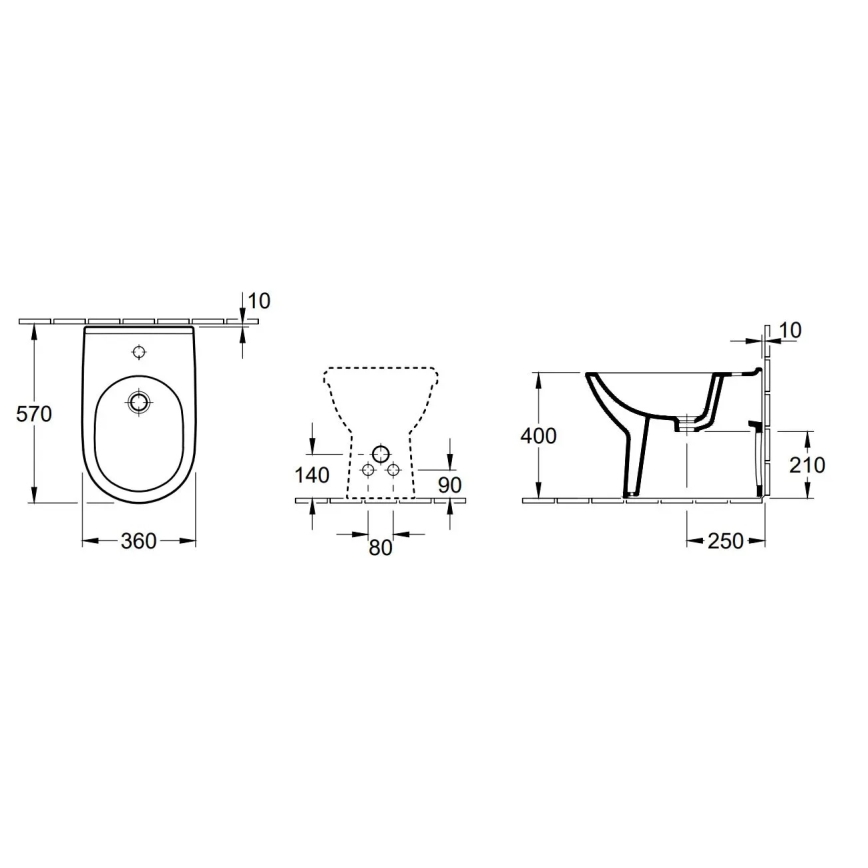 Villeroy & Boch 54610001 - Vrijstaand bidet O.NOVO 57x36 cm keramiek/wit