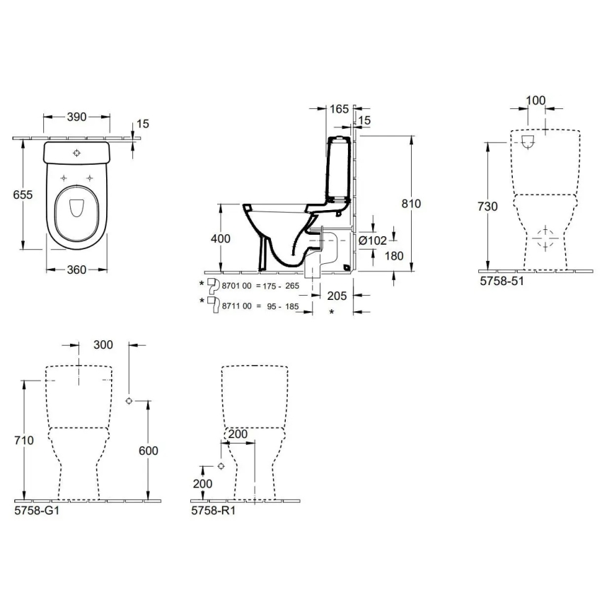 Villeroy & Boch 56581001 - Toiletcombinatie O.NOVO keramiek/wit