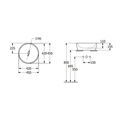 Villeroy & Boch 5A254501 - Opzetwastafel ARCHITECTURA Ø 45 cm keramiek/wit