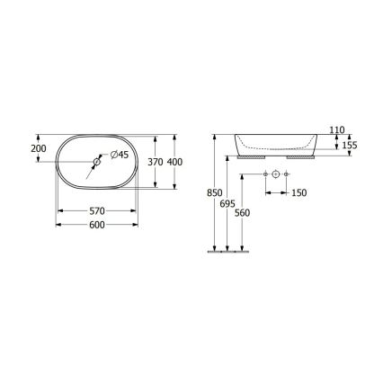 Villeroy & Boch 5A266001 - Opzetwastafel ARCHITECTURA 60x40 cm keramiek/wit