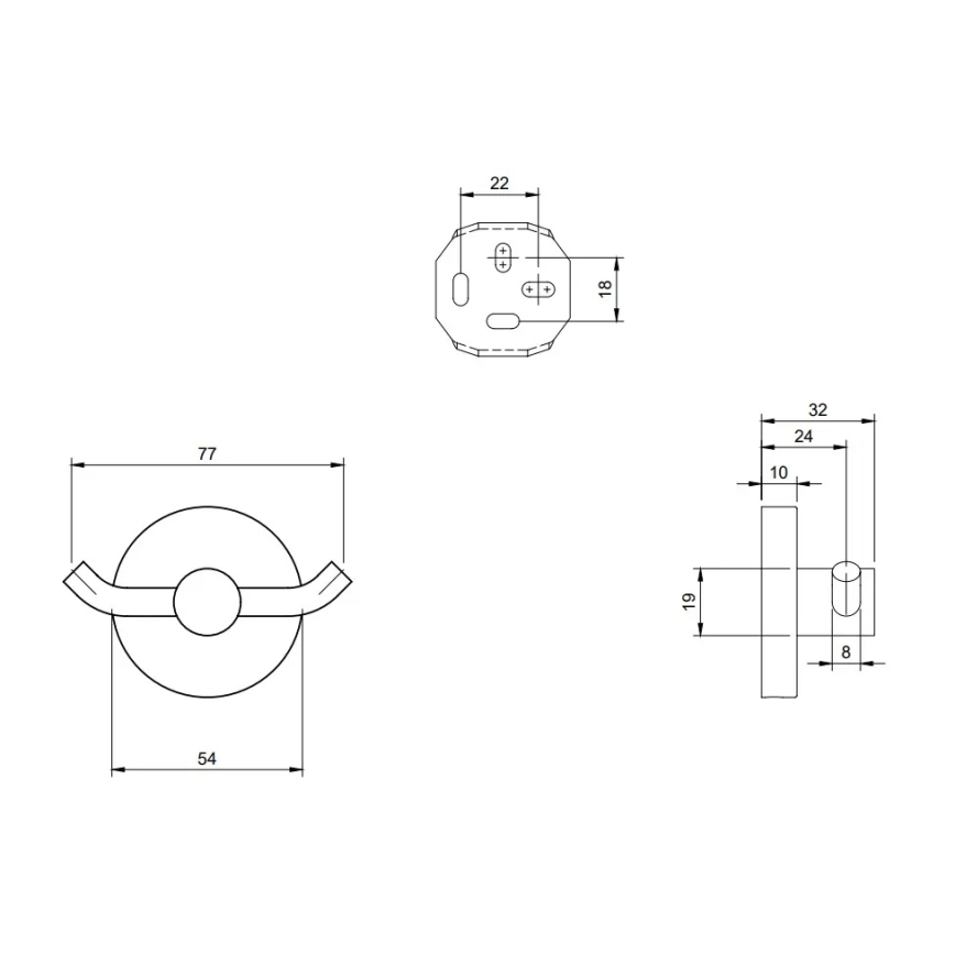 Villeroy & Boch TVA15101200061 - Crochet mural ELEMENTS chromé brillant